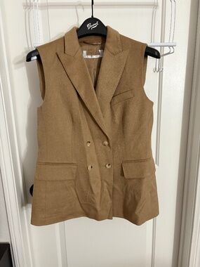 Max Mara Brown Tan Camel Hair Double Breasted Vest Women’s US 12 Made in Italy